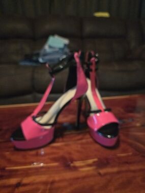 Hot Pink Platform High-Heel Sandals